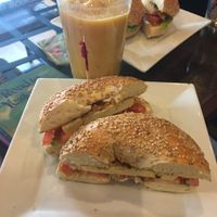 Breakfast bagel at SaVeg Cafe in Calgary