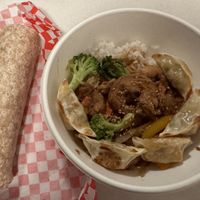 Hummus wrap and bulgogi with ricee  at SaVeg Cafe in Calgary