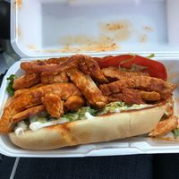 Buffalo chicken sandwich  at Shake 'N Buns in Bakersfield