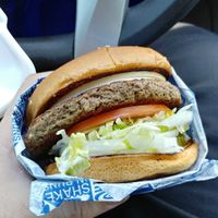 Impossible burger with Daiya provolone and cheddar cheese  at Shake 'N Buns in Bakersfield