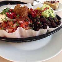 Nachos and mango "cheese"cake. at Truefood Cafe in Lund