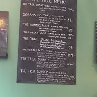Menu board  at Truefood Cafe in Lund