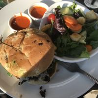 Gardein vegan burger and salad at Yard House in Dedham