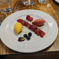 Basil compressed strawberries at The Cove in Falmouth