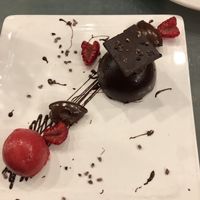Chocolate dome with raspberries  at The Cove in Falmouth