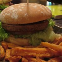 Juglans burger and sweet potato fries. at Hans im Glück  in Karlsruhe