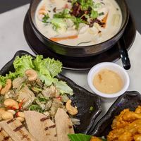 Vegan Pomelo Salad, Crispy Mushroom, Coconut Tom Yum Soup at Bangkok Jam - Marina Square in Central Singapore