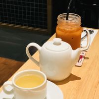 Hot lemongrass (already sweetened :/ ) at Bangkok Jam - Marina Square in Central Singapore