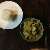 massaman curry and rice at The Swan Burmese Cuisine in Chiang Mai