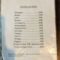 smoothies & shakes at The Swan Burmese Cuisine in Chiang Mai