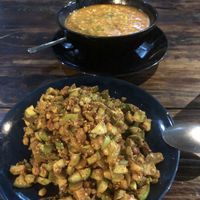 Tomato soup and eggplant salad at The Swan Burmese Cuisine in Chiang Mai