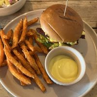 Beetroot falafel burger  at Om Is Where The Heart Is in Slaithwaite