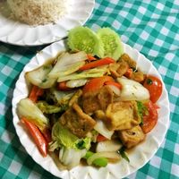 Veg tofu stir fry at LaungXaiKham Restaurant in Vang Vieng