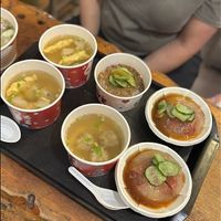 lunches - really not sure what we ordered! at JinZhi Hong Zao Su Rou Yuan in New Taipei City