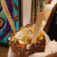 Coconut fruit bowl (with vegan yogurt 😍) at Rusty Farmer Market in Cairns