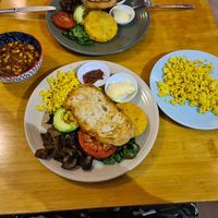 Oct 21: 2 Vegan cooked breakfasts with a side of extra tofu scramble & house beans ~ really good!👌 at The Cozy Corner in Taupo
