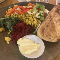 Tofu scramble with extra slice of toast  at The Cozy Corner in Taupo