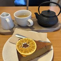 Orange syrup cake + sencha tea  at The Cozy Corner in Taupo