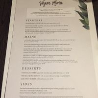 Vegan menu at The Ship Inn in Lymington