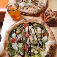 Pesto pizza and truffle one at Purezza Camden in London