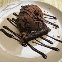 Gluten free brownie with chocolate ice-cream at Purezza Camden in London