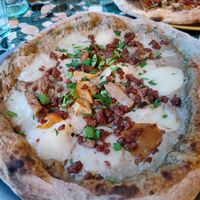 Truffle base mushrooms and vegan bacon Pizza at Purezza Camden in London