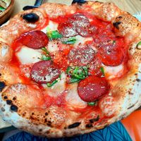 Pepperoni pizza at Purezza Camden in London