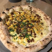 Carbonara pizza - spectacular!  at Purezza Camden in London