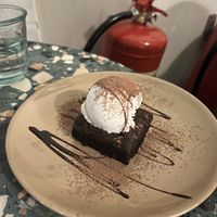 Salted caramel brownie and vanilla gelato  at Purezza Camden in London