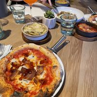 front: 4 cheese. Middle: roasted potatoes   at Purezza Camden in London