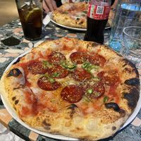 Pizza Pepperoni con agave y chile  at Purezza Camden in London