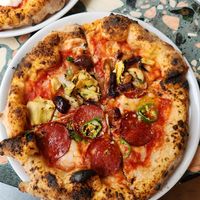 Pepperoni & agave, as well as the four seasons (sans mushrooms) at Purezza Camden in London