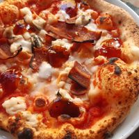 Four cheese pizza minus Shamambert at Purezza Camden in London