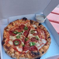 Pepperoni and agave pizza at Purezza Camden in London