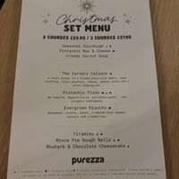 The menu!  at Purezza Camden in London