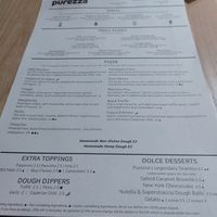 The menu at Purezza Camden in London