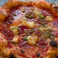 Pepperoni and agave with added blue cheese at Purezza Camden in London