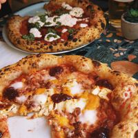 4 Cheese Pizza and one with Pesto   at Purezza Camden in London