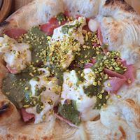 Mortadella pistacchio pizza DELICIOUS at Purezza Camden in London