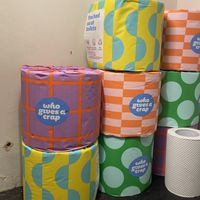 Characterful toilet paper!  at Purezza Camden in London