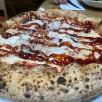 Four cheese pizza  at Purezza Camden in London