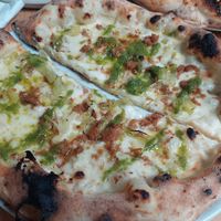White pizza with leek and sausage at Purezza Camden in London