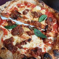 Pizza with aubergine at Purezza Camden in London