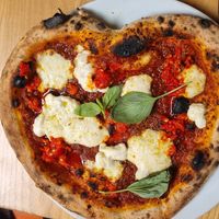 Diavolo heart pizza. Divine but not spicy enough at Purezza Camden in London