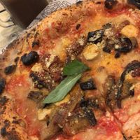 Parmigiana pizza and oreo milkshake at Purezza Camden in London