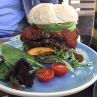 One of the many vegan burgers - Kreekeh Burger  at Coffee Room in Canberra