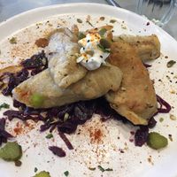 Potato and mushroom pierogi - yum!!! at Coffee Room in Canberra