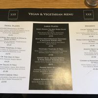 Vegan and vegetarian menu at No. 22 at The Fox and Willow in Ayr