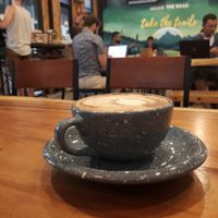 Almond Milk latte at Basecamp Coffee House in Chiang Mai