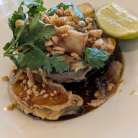 Tempura aubergine at Vans  in Cottesloe